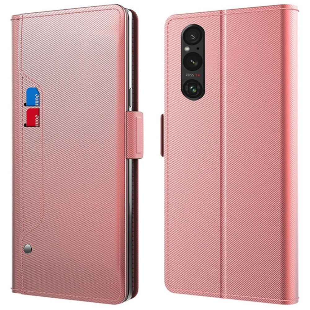 Custodia a portafoglio Specchio Sony Xperia 1 VI rosa dorato