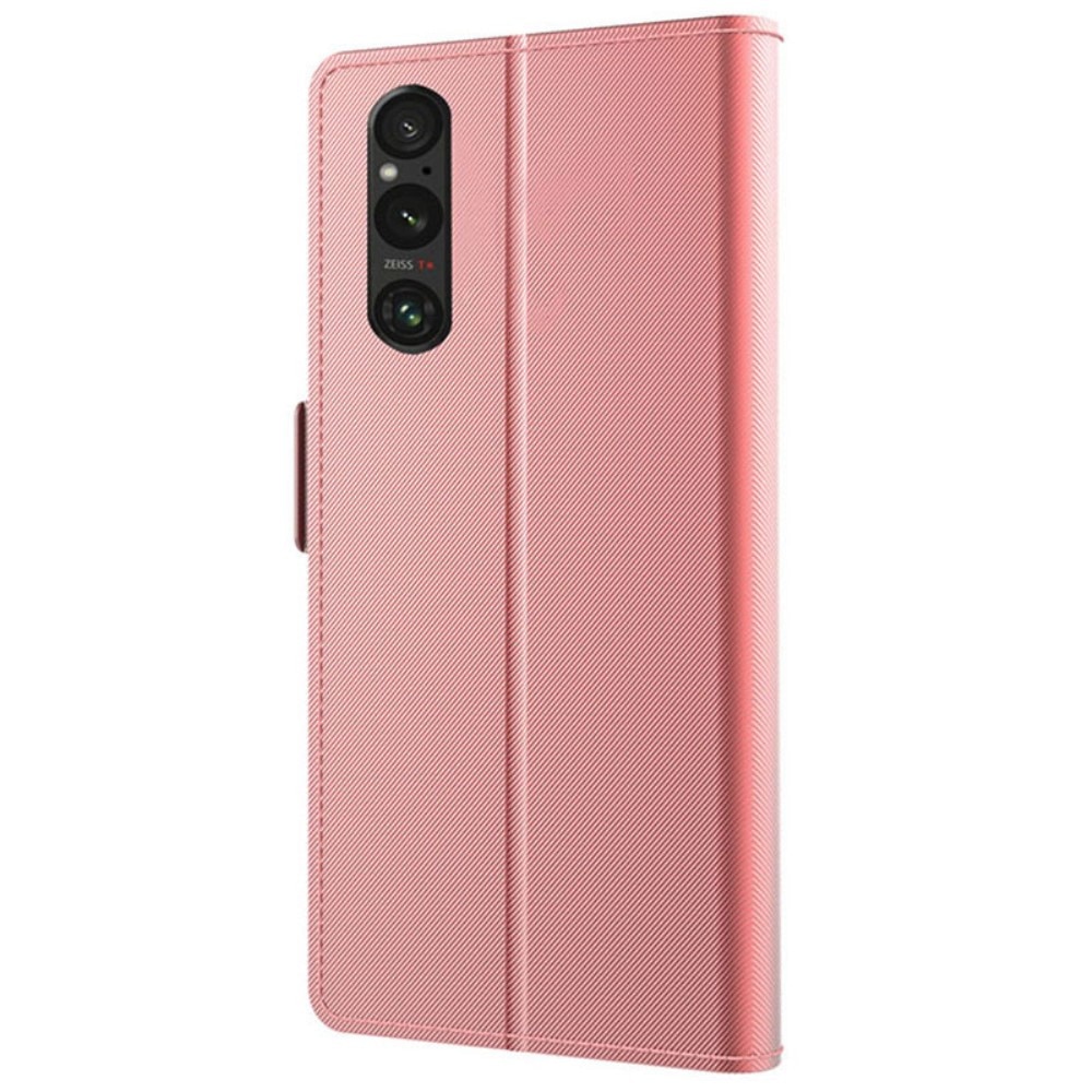 Custodia a portafoglio Specchio Sony Xperia 1 V rosa dorato