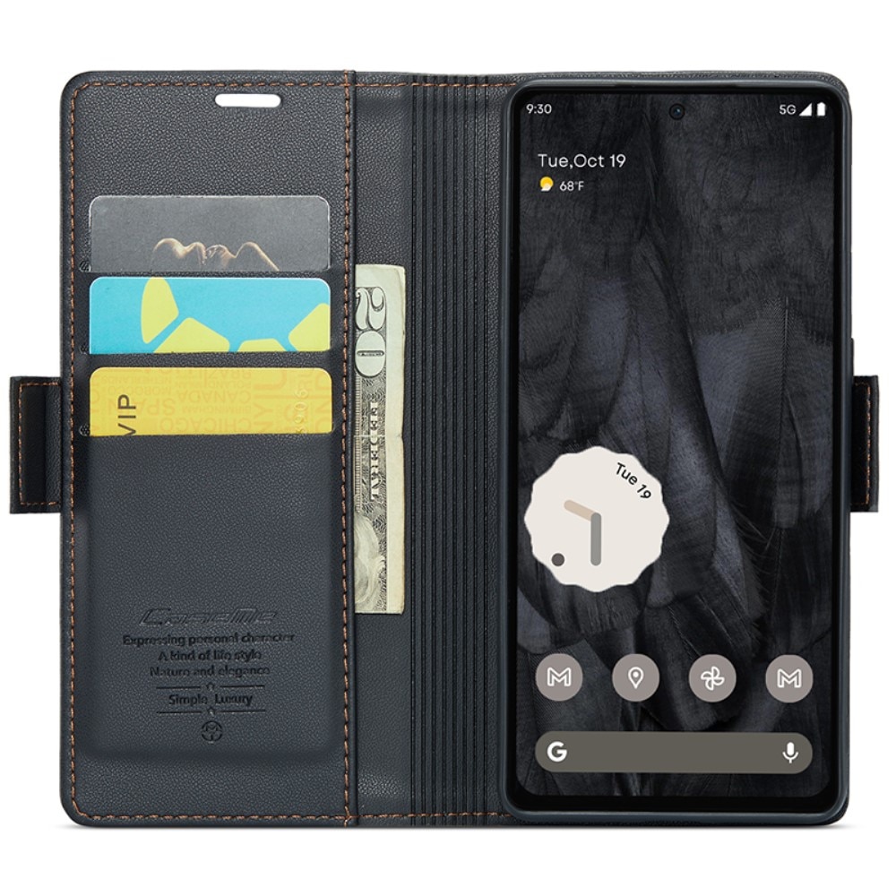 Custodie a portafoglio sottili anti-RFID Google Pixel 8 Pro nero