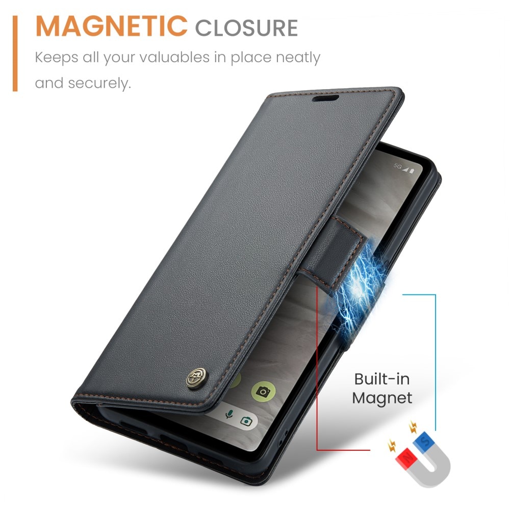 Custodie a portafoglio sottili anti-RFID Google Pixel 7a nero