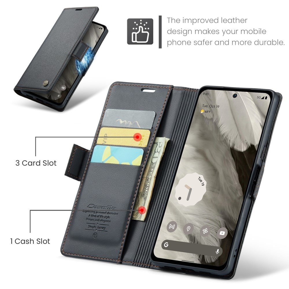 Custodie a portafoglio sottili anti-RFID Google Pixel 8 nero