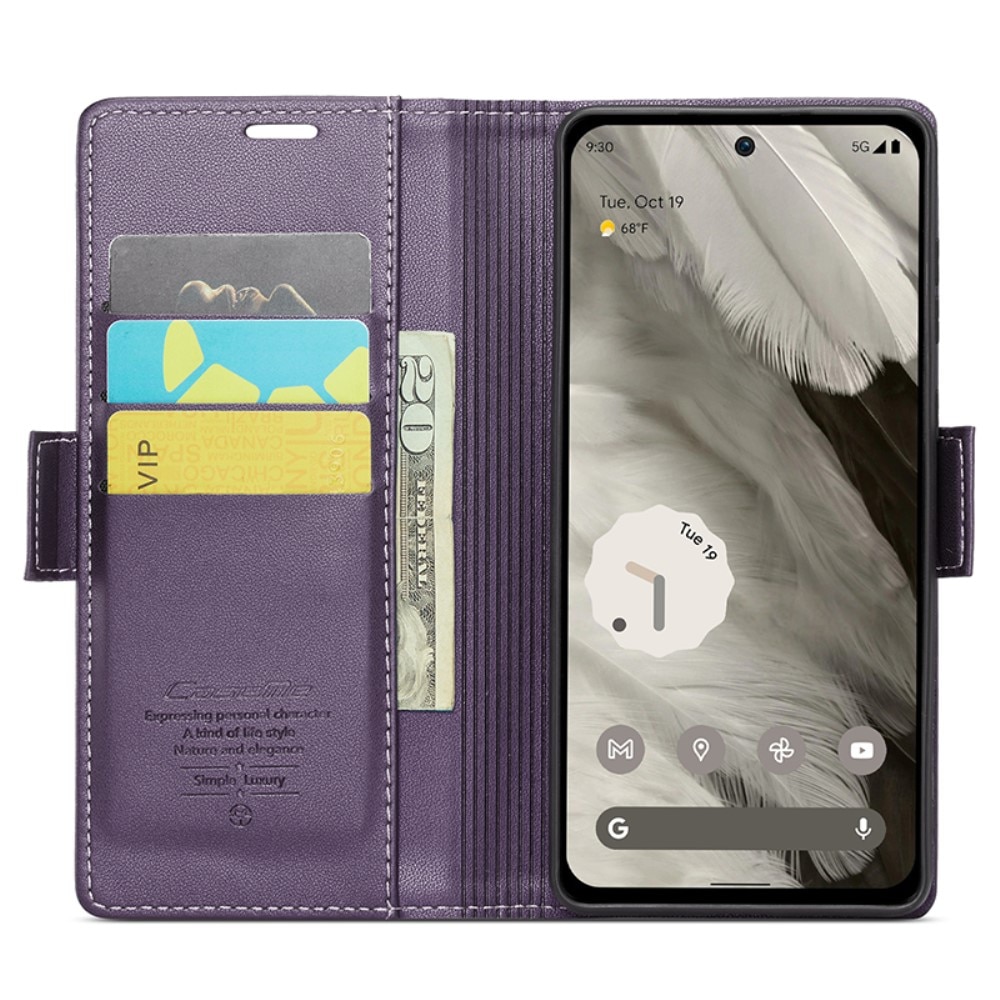 Custodie a portafoglio sottili anti-RFID Google Pixel 8 viola