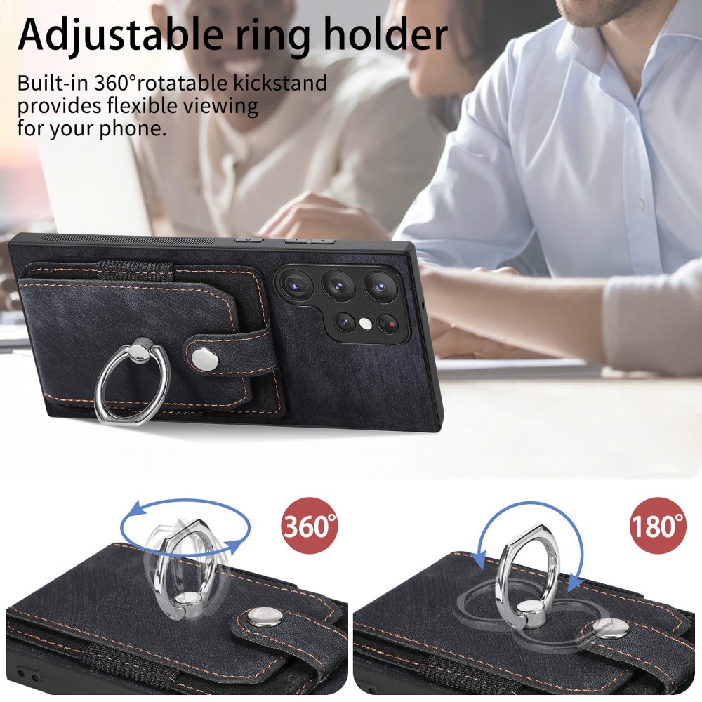 Cover con portacarte Finger Ring Samsung Galaxy S23 Ultra nero