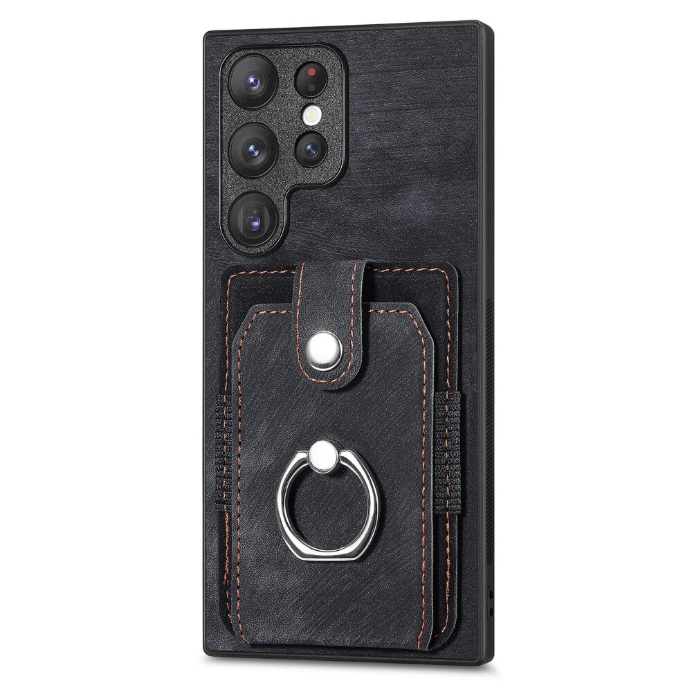 Cover con portacarte Finger Ring Samsung Galaxy S23 Ultra nero