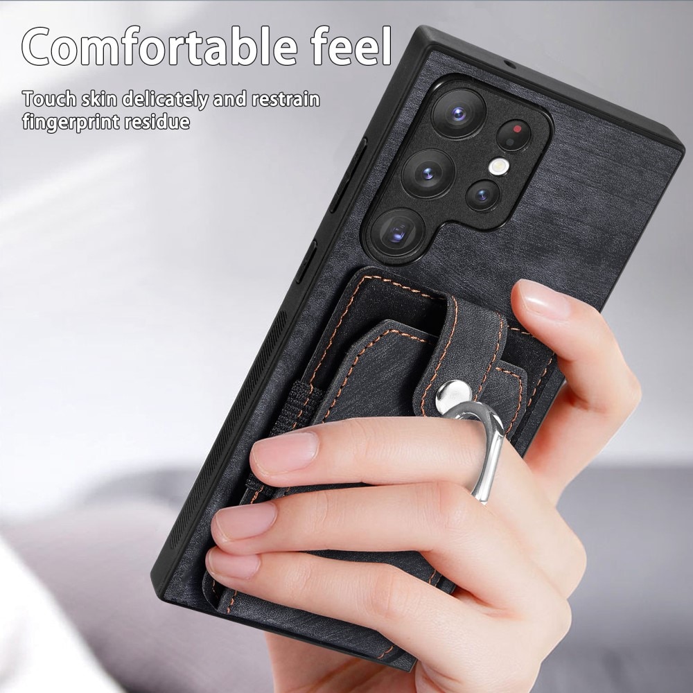 Cover con portacarte Finger Ring Samsung Galaxy S23 Ultra nero