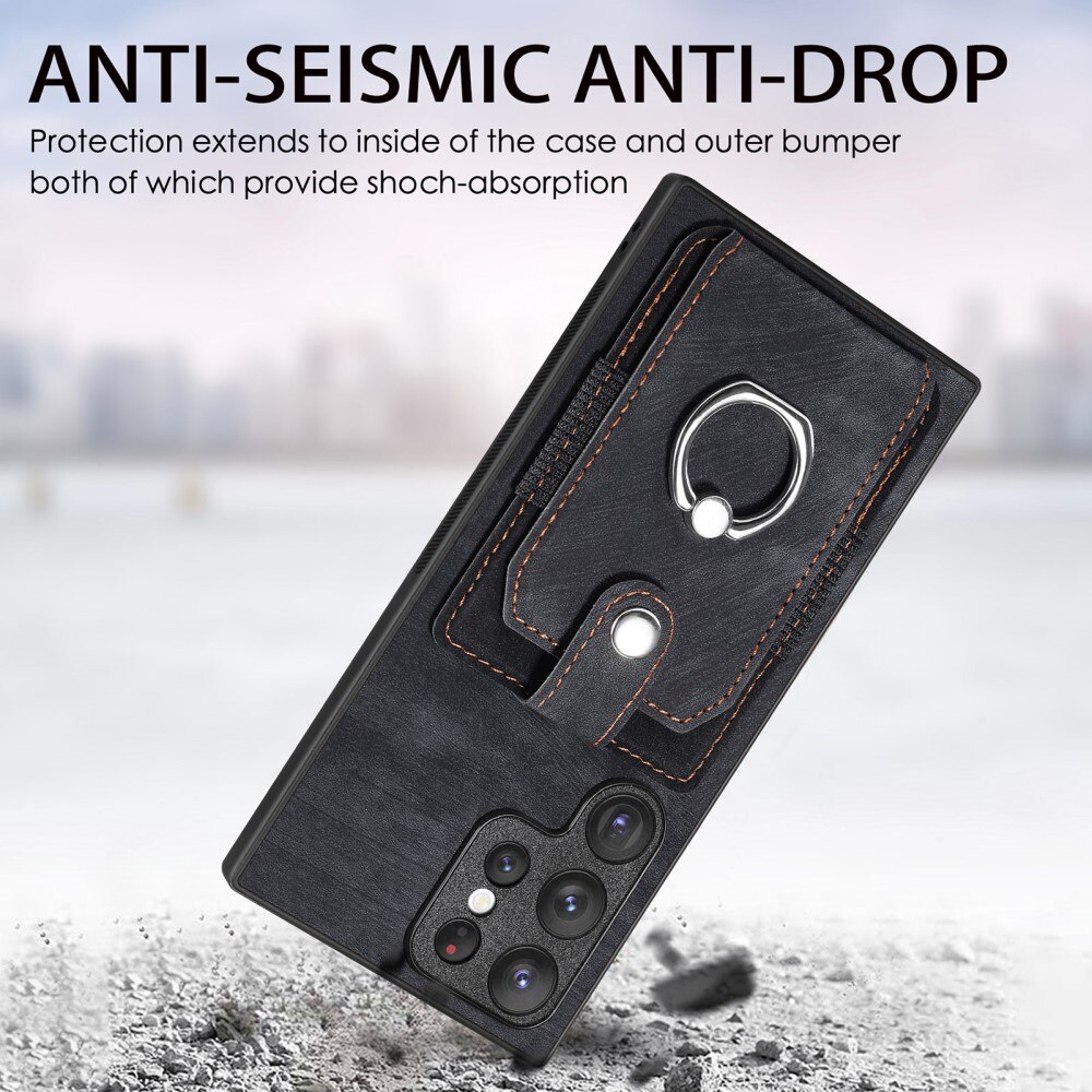 Cover con portacarte Finger Ring Samsung Galaxy S23 Ultra nero