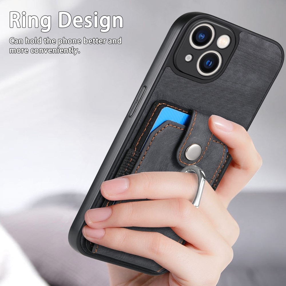 Cover con portacarte Finger Ring iPhone 14 nero