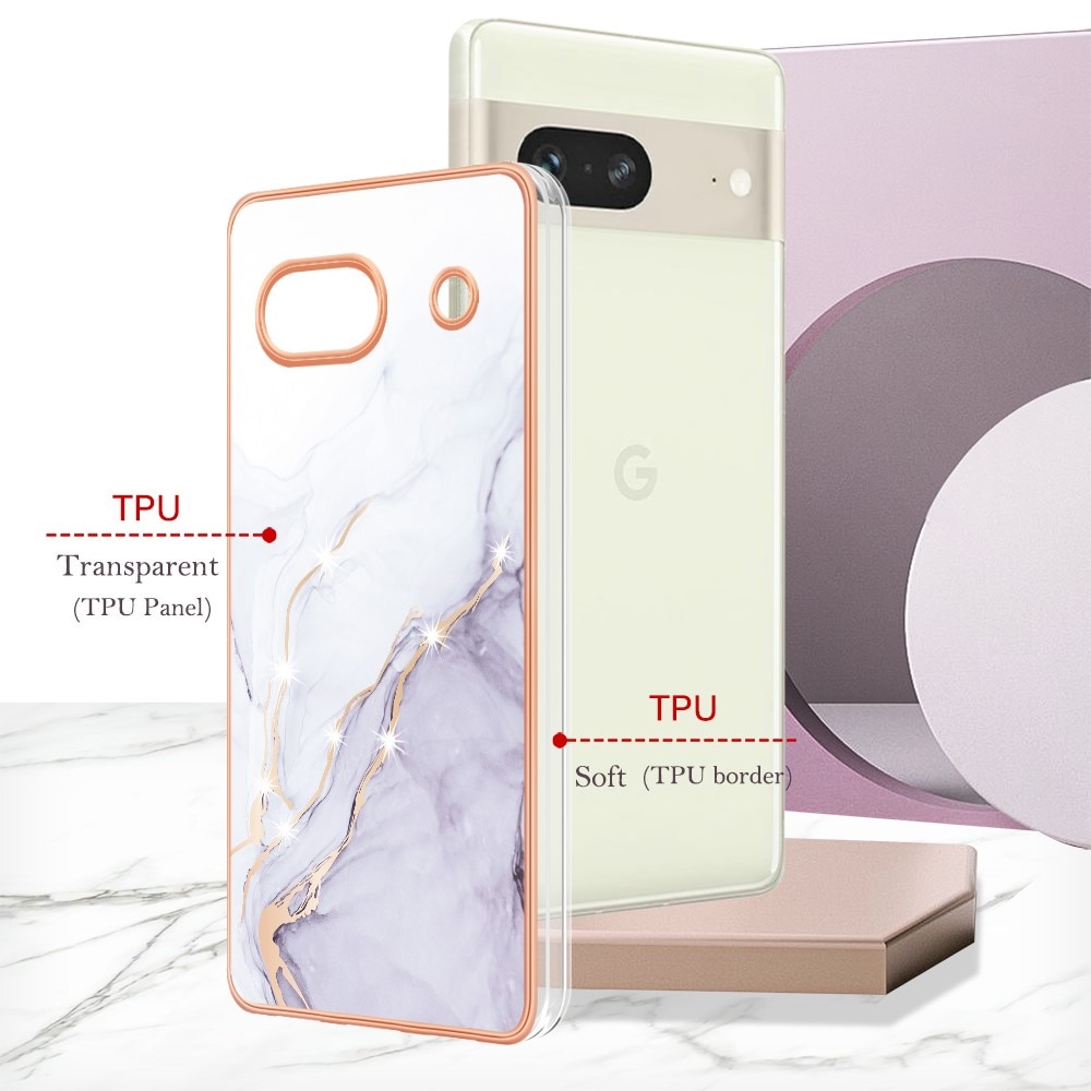 Cover TPU Google Pixel 7a marmo bianco