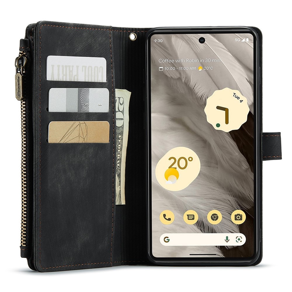 Custodie a portafoglio Zipper Google Pixel 7a nero