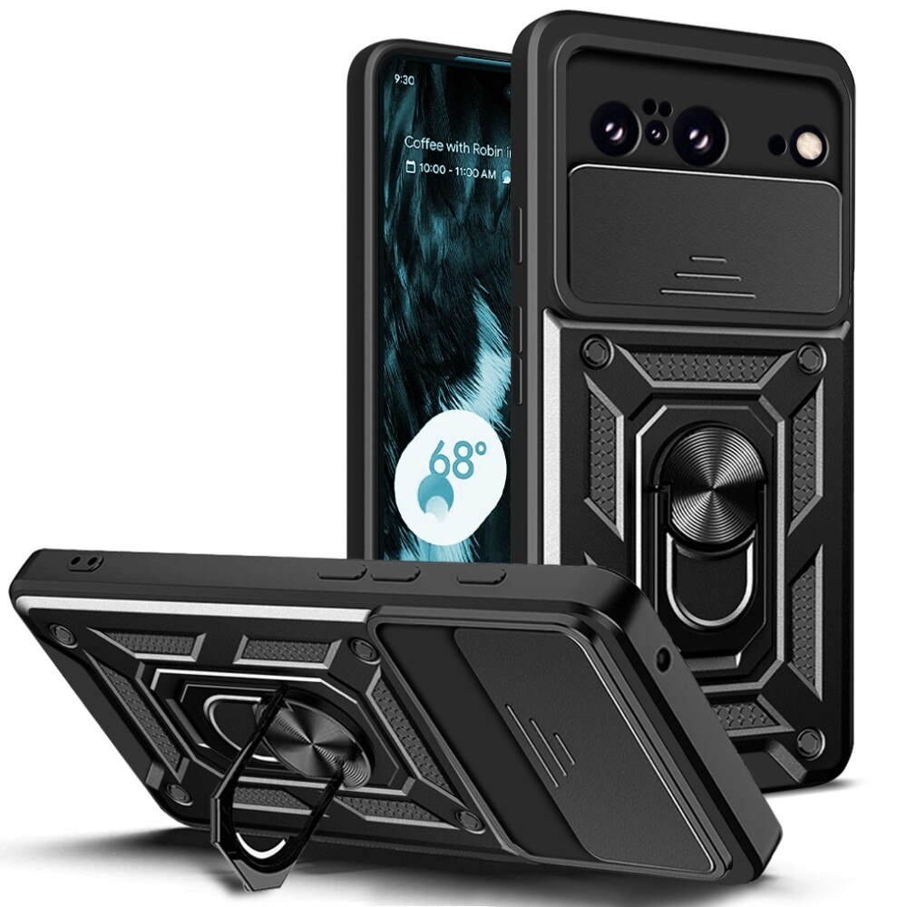 Cover ibride con anello e protezione fotocamera Google Pixel 8 nero