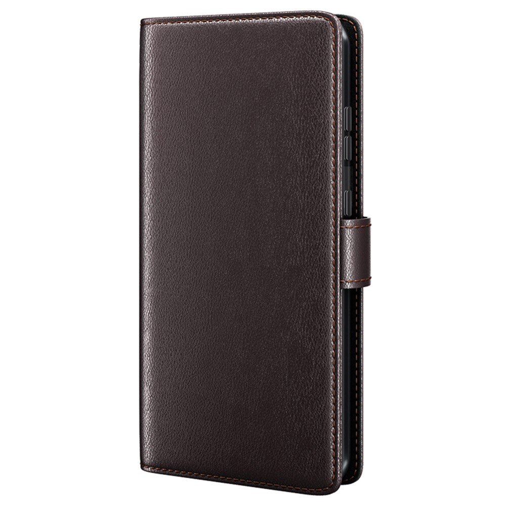 Custodia a portafoglio in vera pelle iPhone 15 Pro, Marrone
