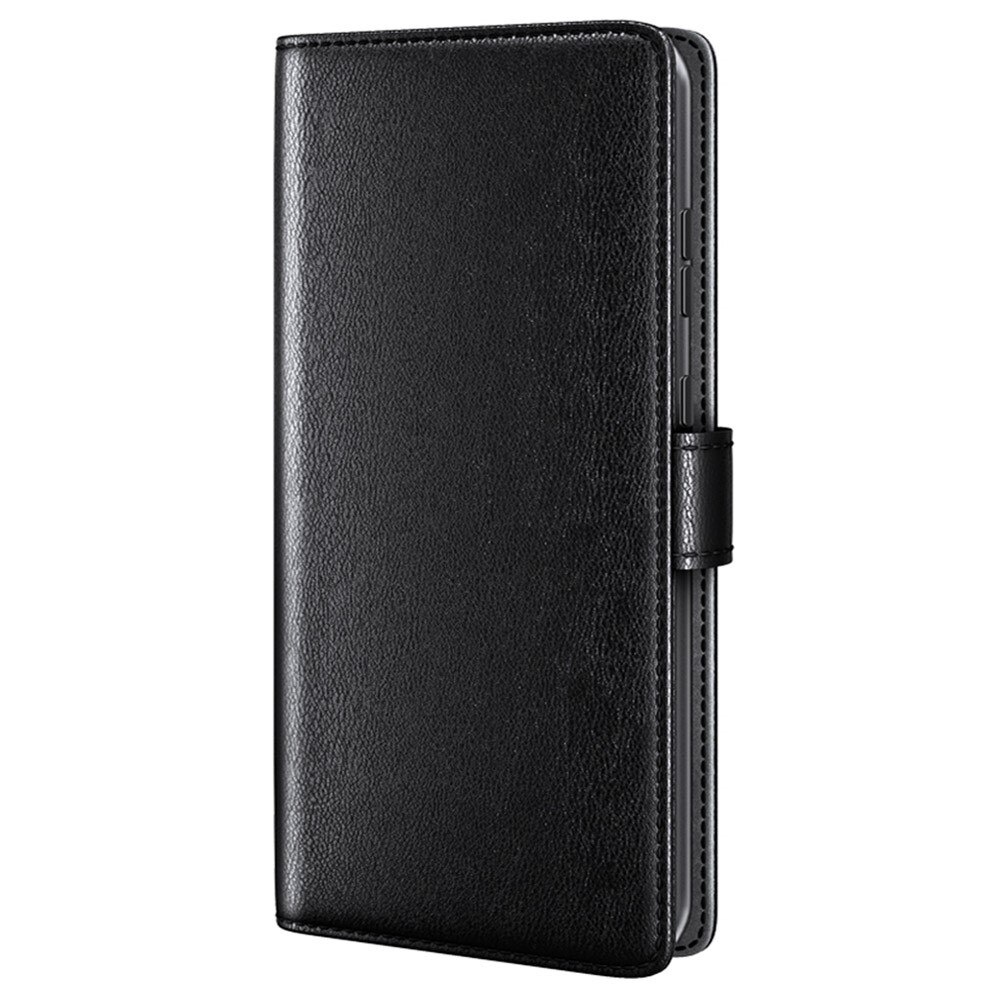 Custodia a portafoglio in vera pelle iPhone 15 Pro, Nero