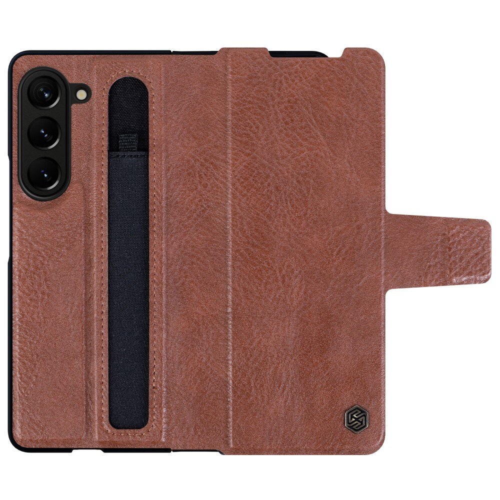 Cover Leather Case with Pen Slot Samsung Galaxy Z Fold 5 Marrone