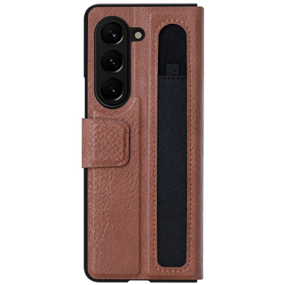 Cover Leather Case with Pen Slot Samsung Galaxy Z Fold 5 Marrone