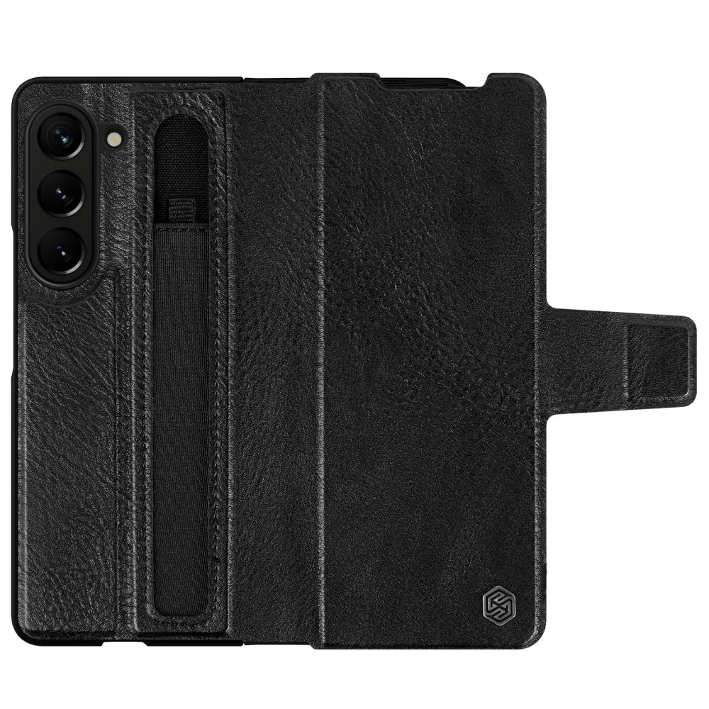 Cover Leather Case with Pen Slot Samsung Galaxy Z Fold 5 nero