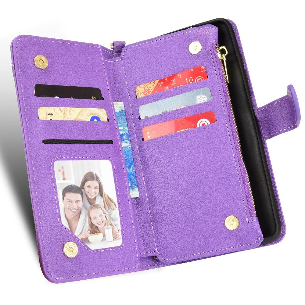 Zipper Multi-Slot Cover Portafoglio in pelle Sony Xperia 10 V, viola