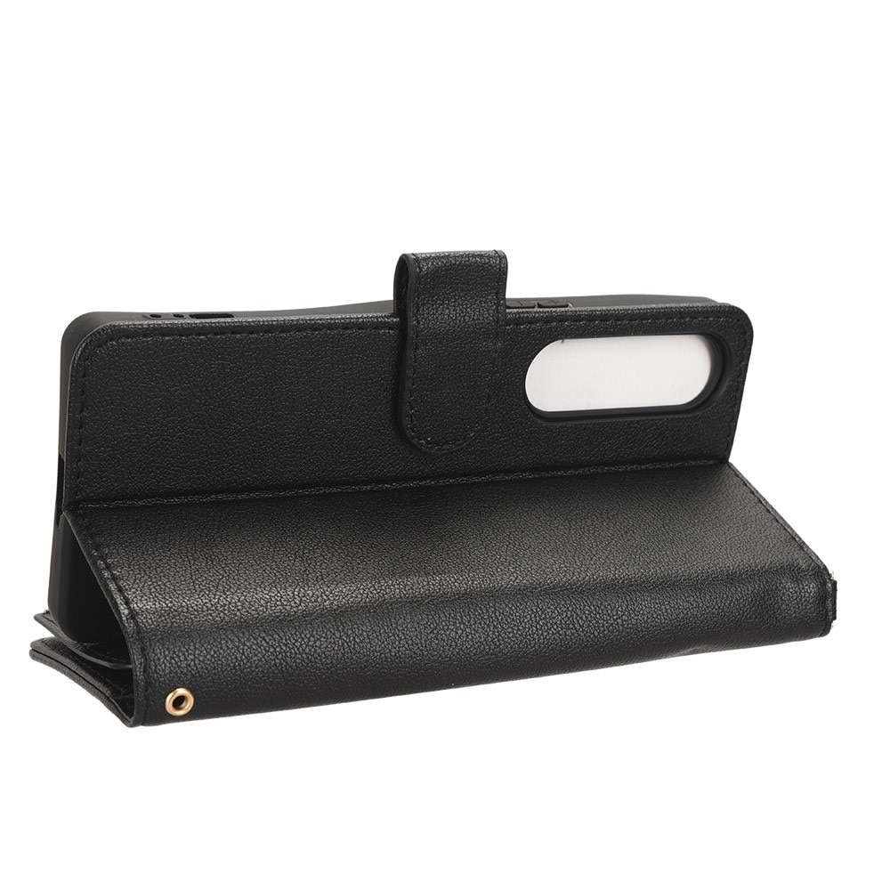 Zipper Multi-Slot Cover Portafoglio in pelle Sony Xperia 1 V, nero