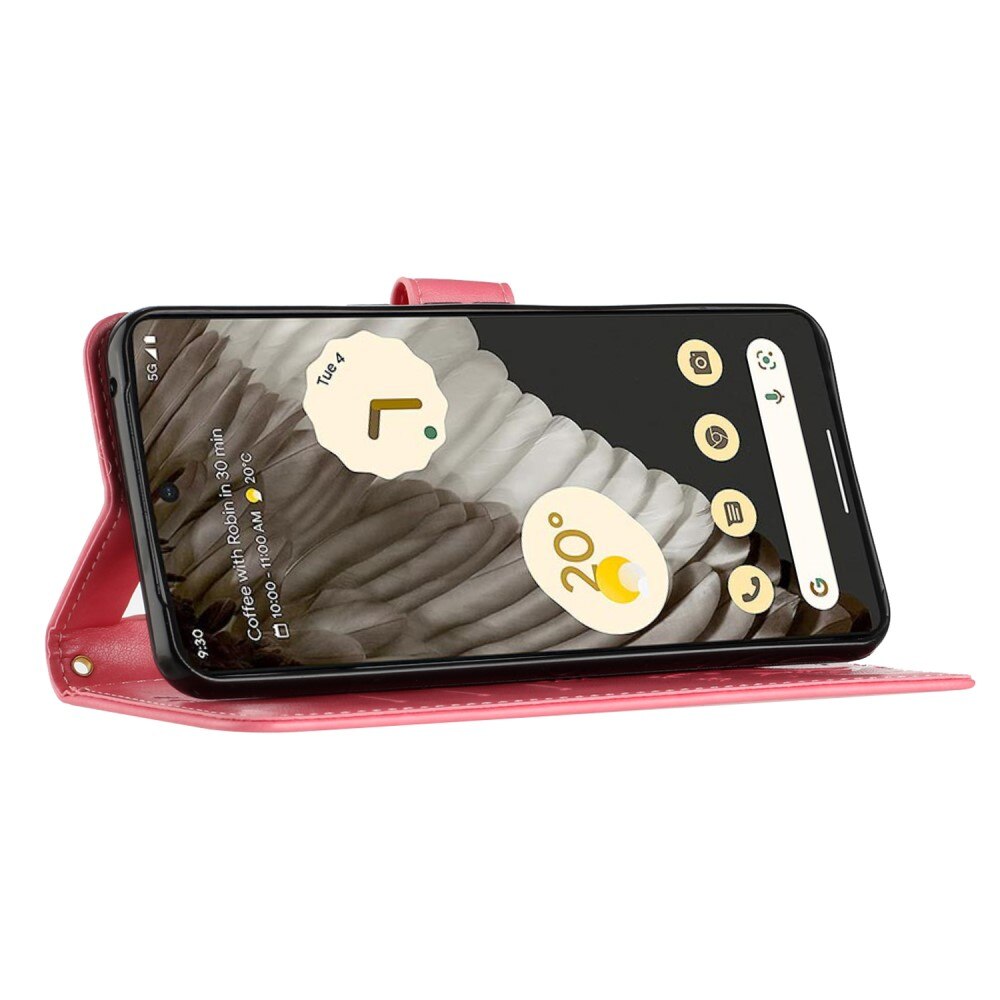 Custodia in pelle a farfalle per Google Pixel 8 Pro, Rosa