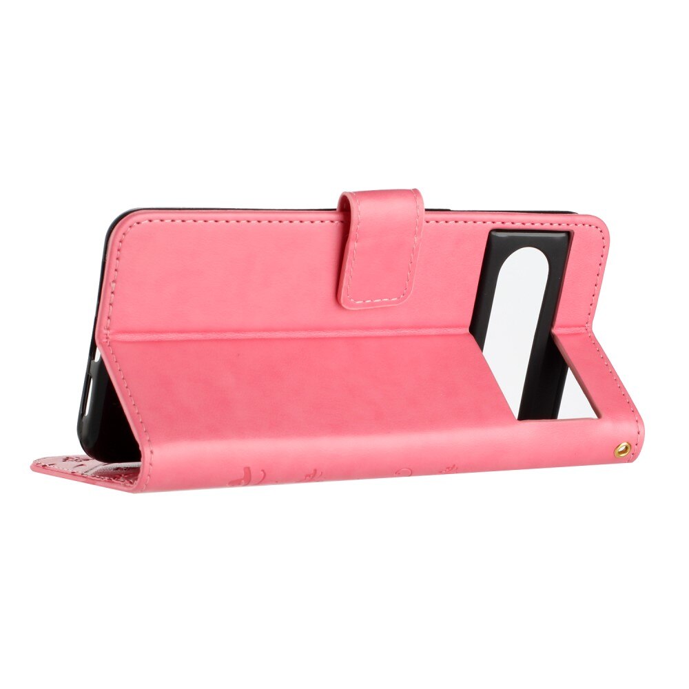 Custodia in pelle a farfalle per Google Pixel 8 Pro, Rosa