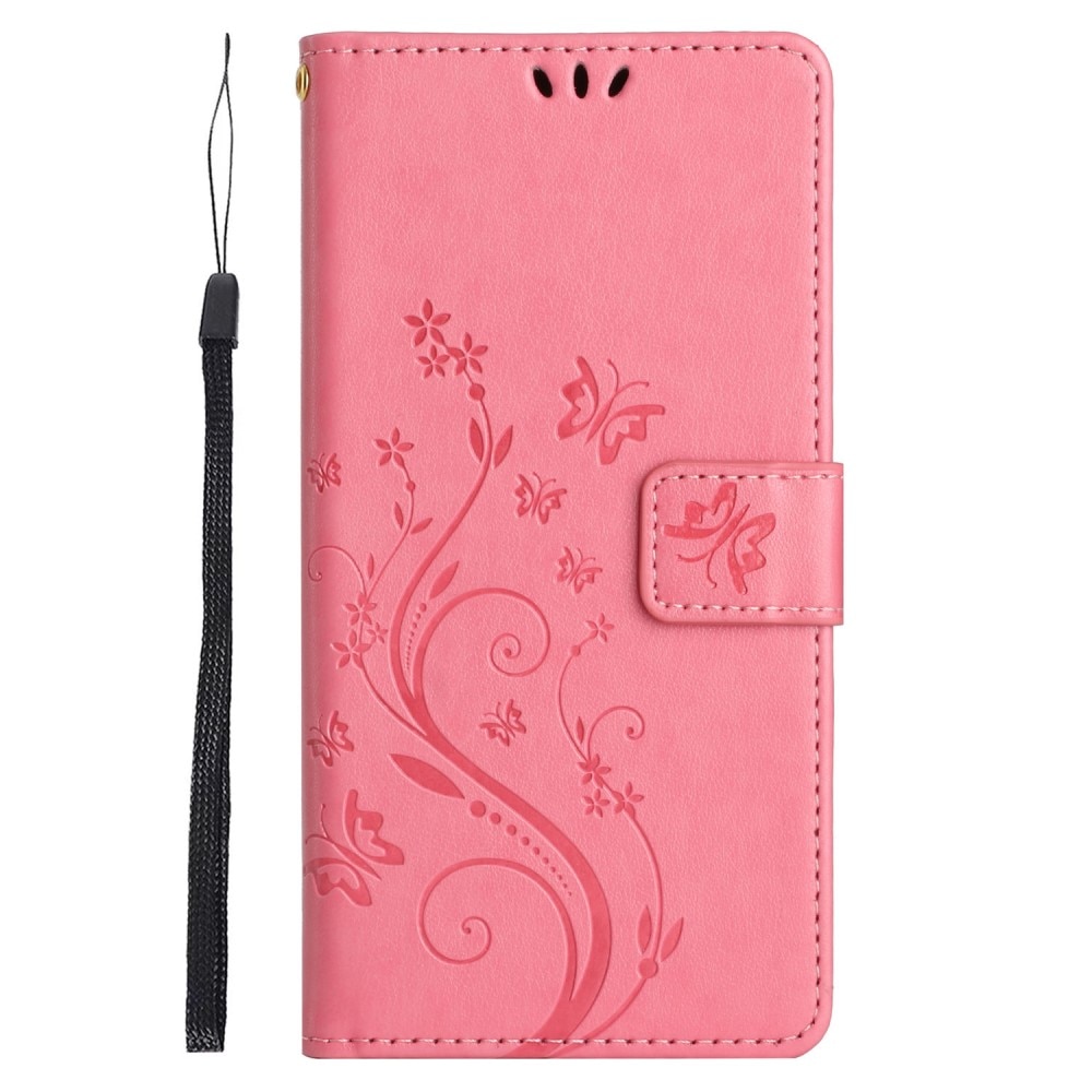 Custodia in pelle a farfalle per Google Pixel 8 Pro, Rosa