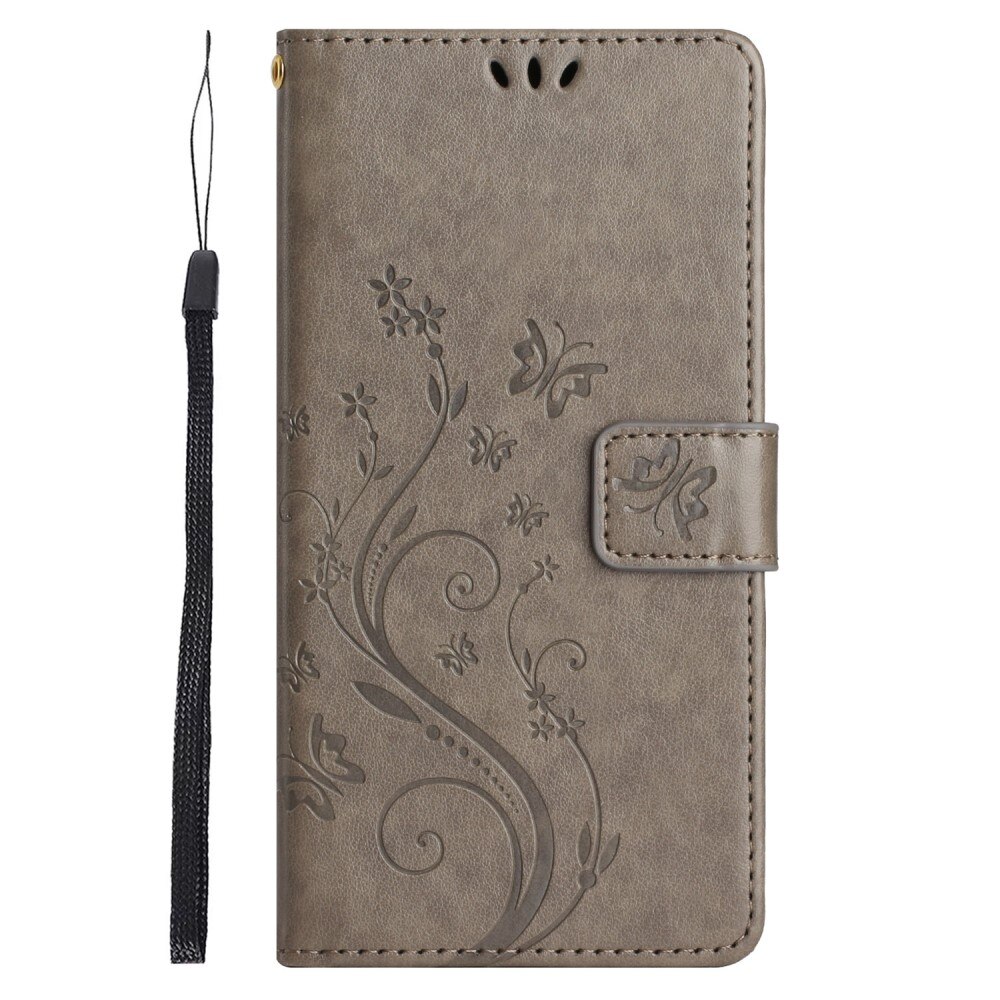 Custodia in pelle a farfalle per Google Pixel 8 Pro, Grigio