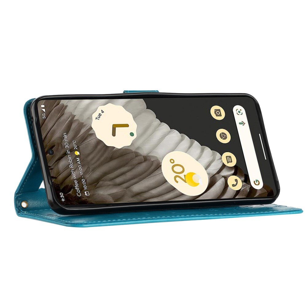 Custodia in pelle a farfalle per Google Pixel 8 Pro, Blu