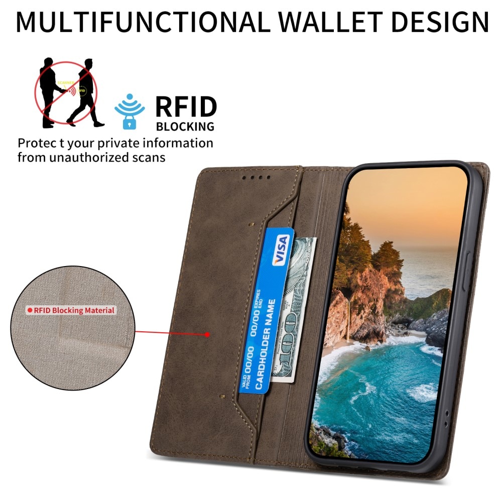 RFID Cover portafoglio sottili Google Pixel 8 Pro marrone
