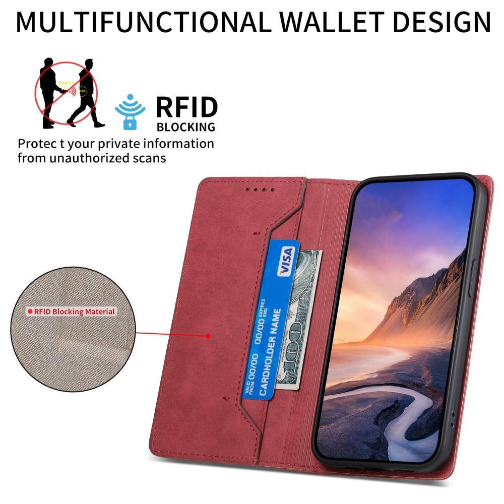 RFID Cover portafoglio sottili Google Pixel 8 rosso