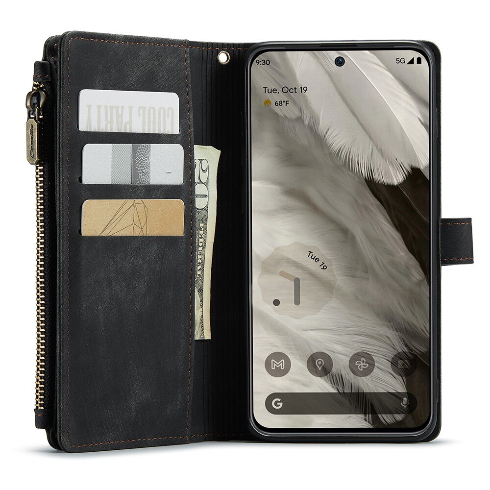 Custodie a portafoglio Zipper Google Pixel 8 Nero