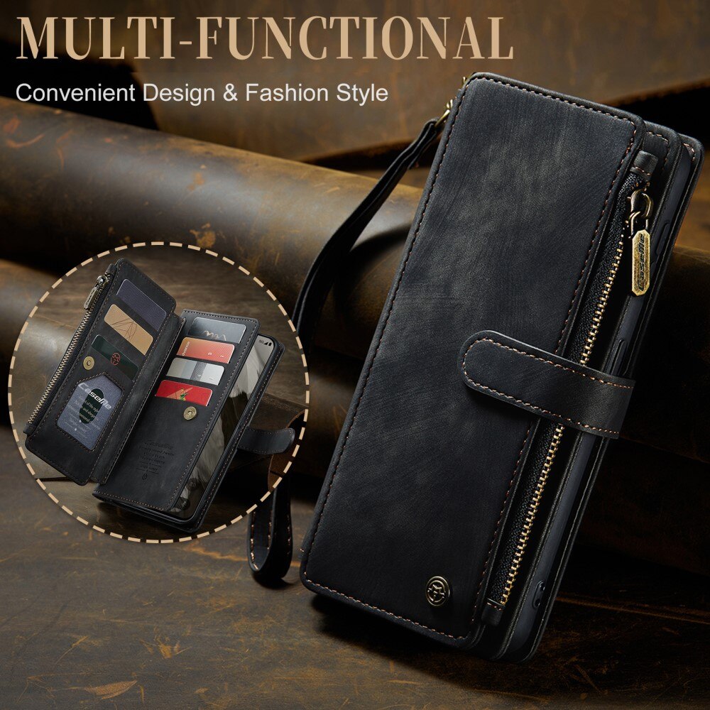 Custodie a portafoglio Zipper Google Pixel 8 Nero