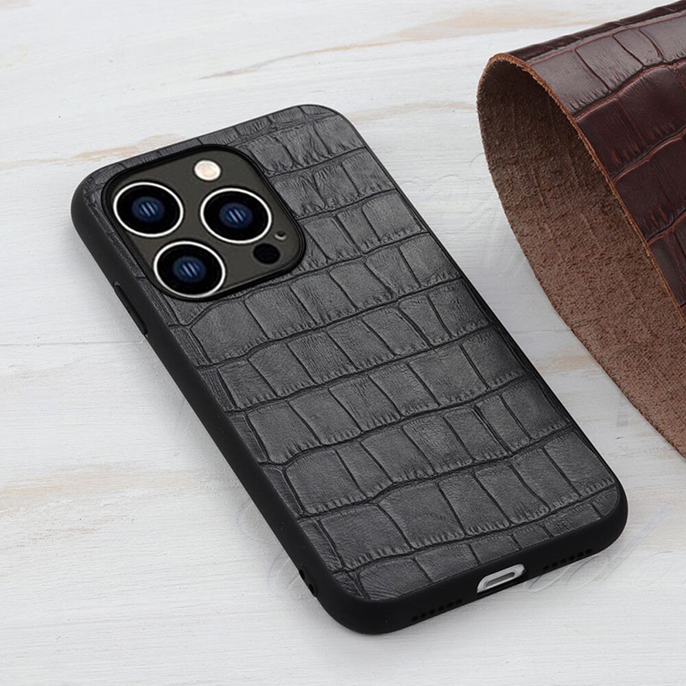 Coccodrillo Custodia in pelle iPhone 15 Pro Nero