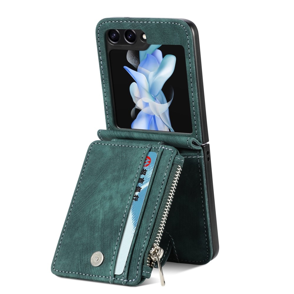 Cover portafoglio Zipper Multi-Slot Samsung Galaxy Z Flip 5, verde