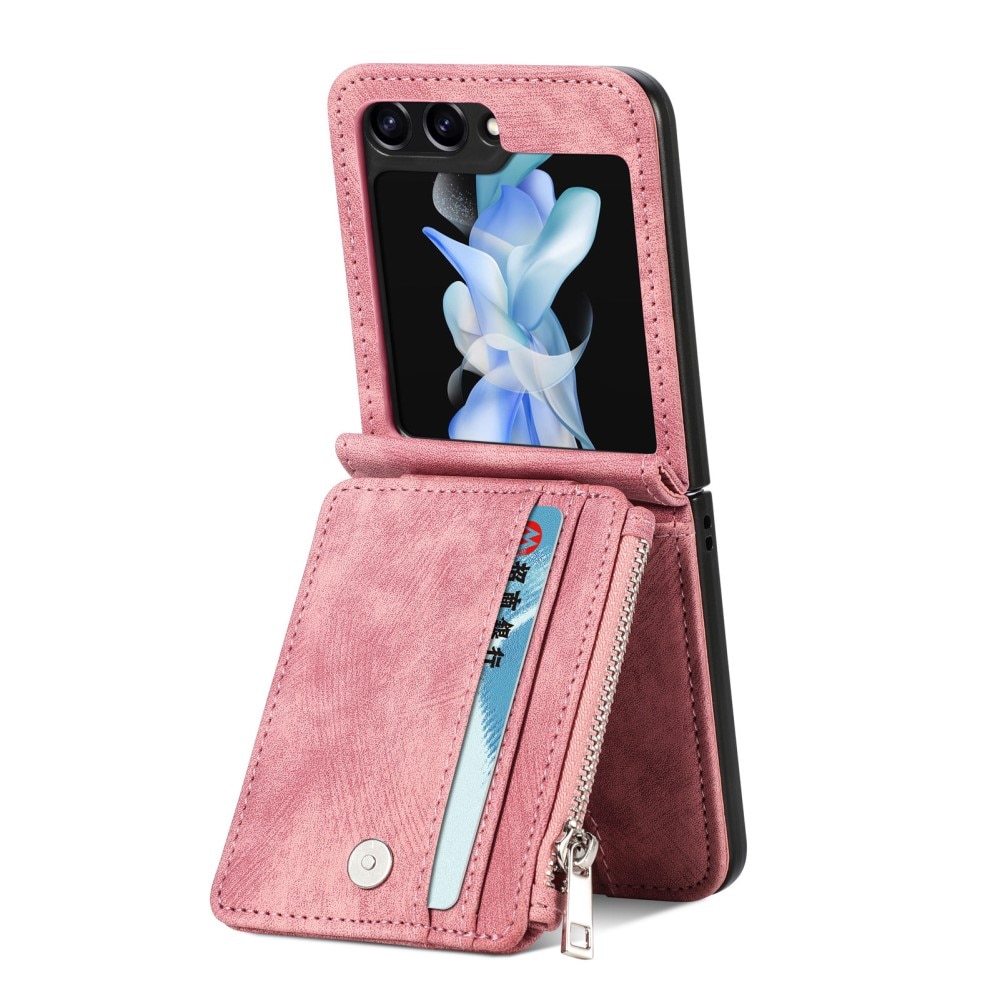 Cover portafoglio Zipper Multi-Slot Samsung Galaxy Z Flip 5, rosa