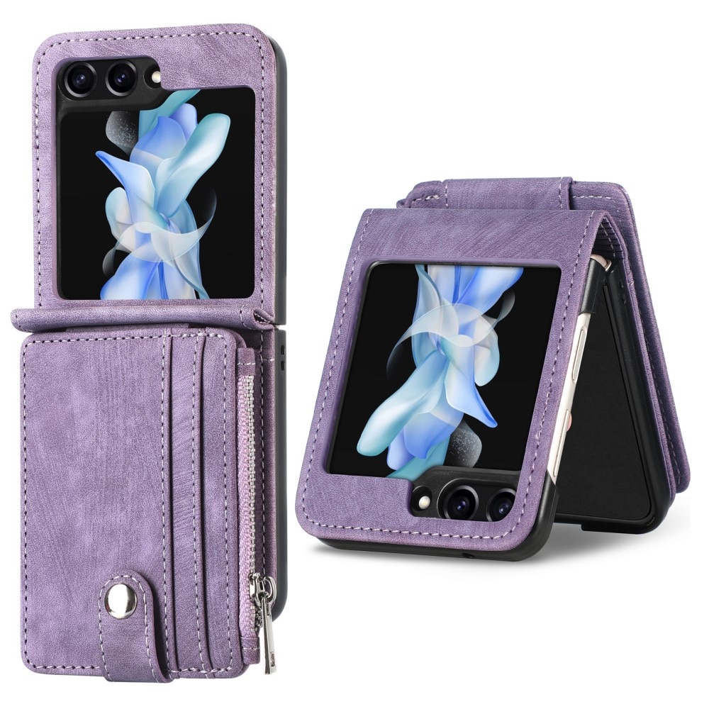 Cover portafoglio Zipper Multi-Slot Samsung Galaxy Z Flip 5, viola