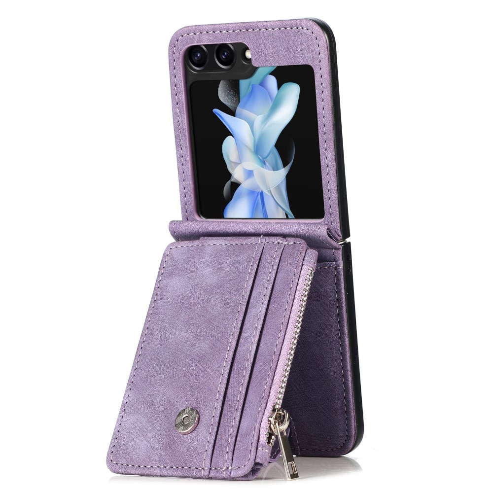 Cover portafoglio Zipper Multi-Slot Samsung Galaxy Z Flip 5, viola