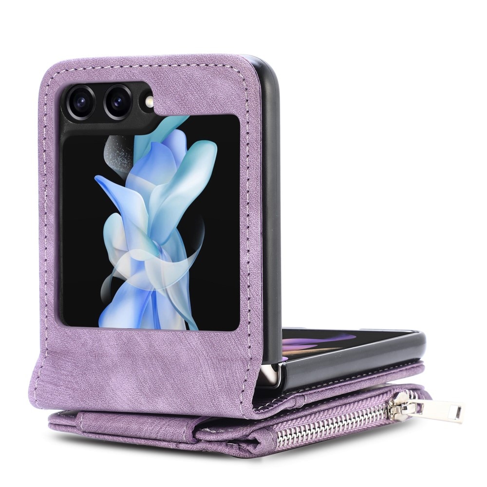 Cover portafoglio Zipper Multi-Slot Samsung Galaxy Z Flip 5, viola