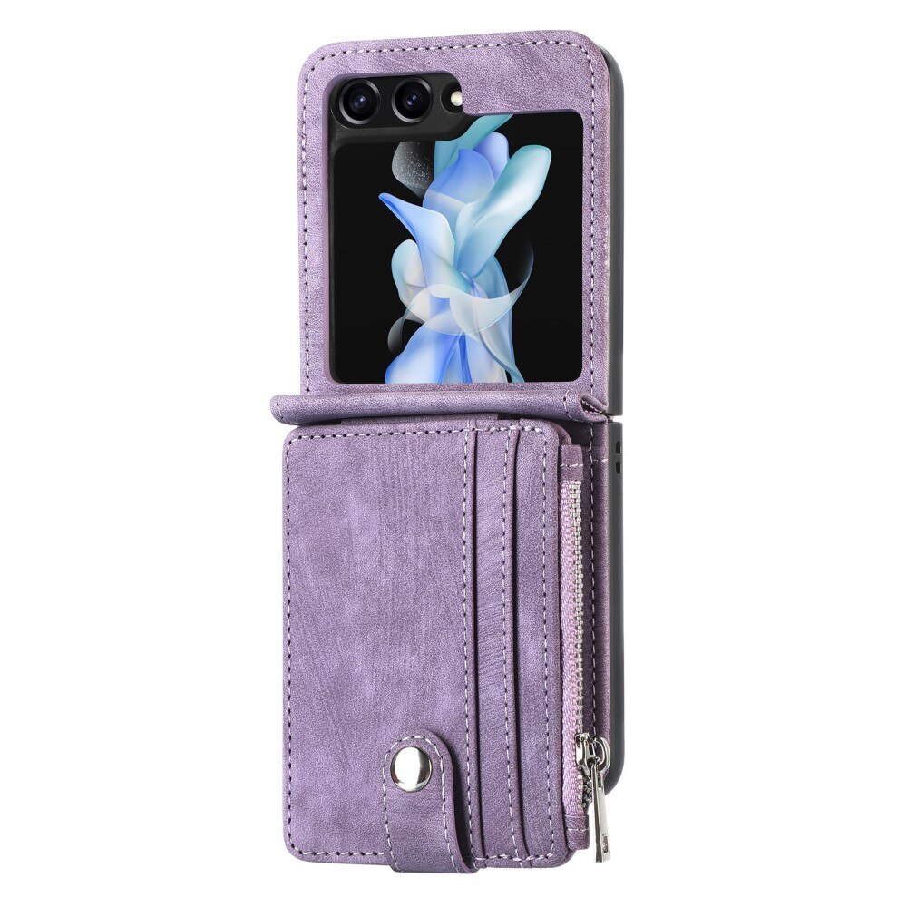 Cover portafoglio Zipper Multi-Slot Samsung Galaxy Z Flip 5, viola