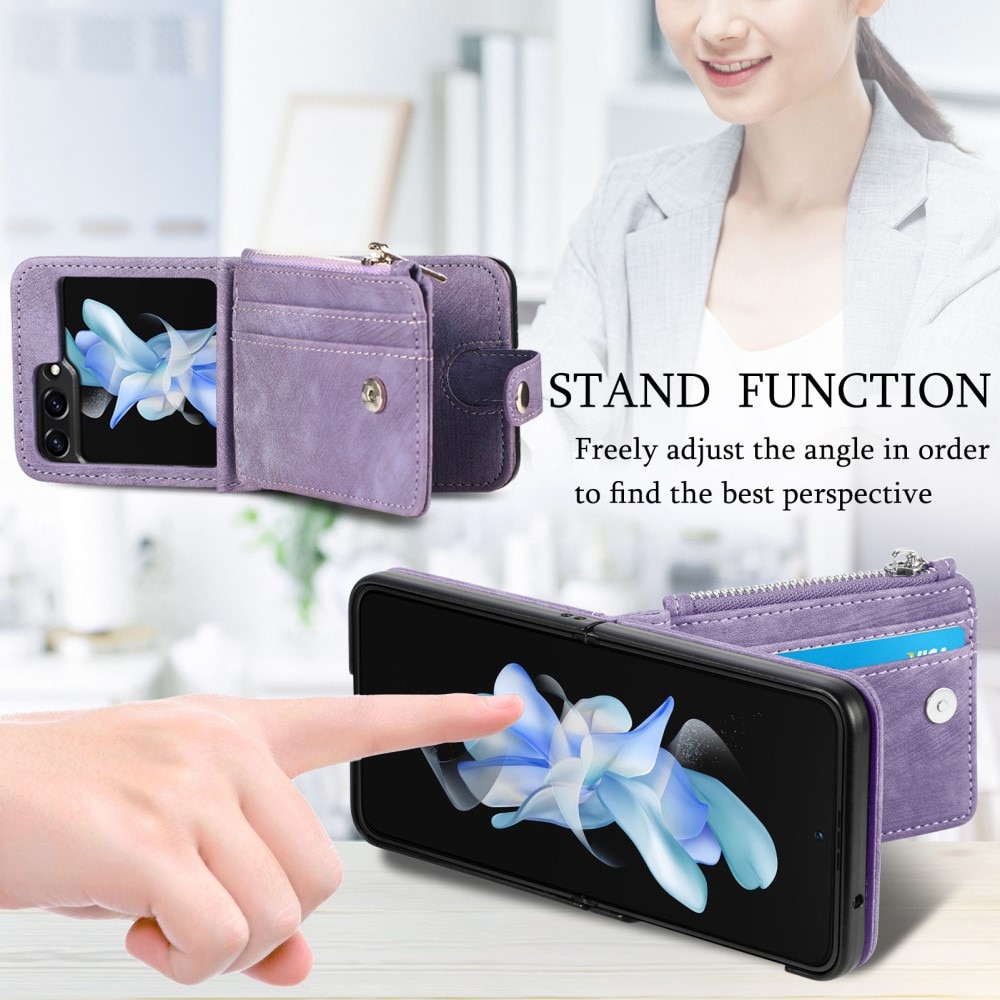 Cover portafoglio Zipper Multi-Slot Samsung Galaxy Z Flip 5, viola