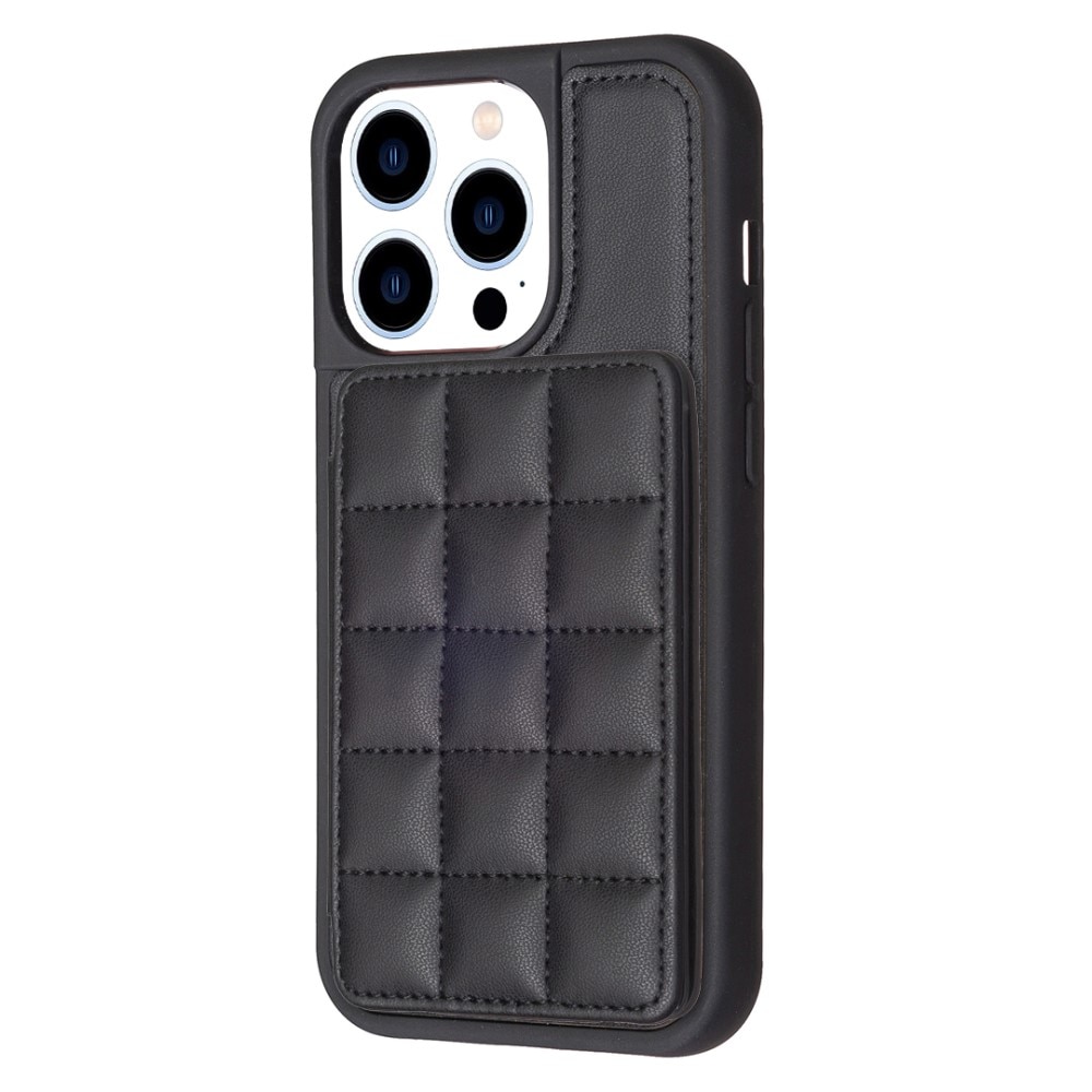 Cover TPU con portafoglio trapuntato iPhone 14 Pro nero