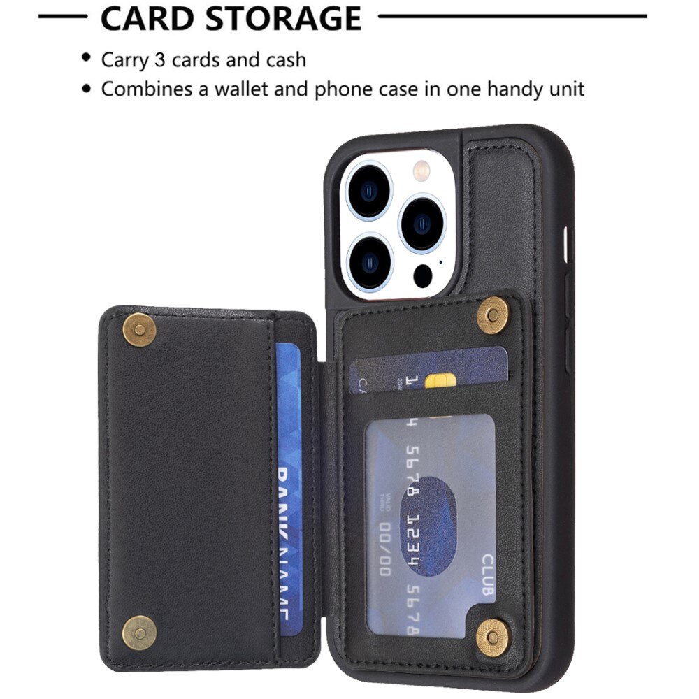 Cover TPU con portafoglio trapuntato iPhone 14 Pro nero