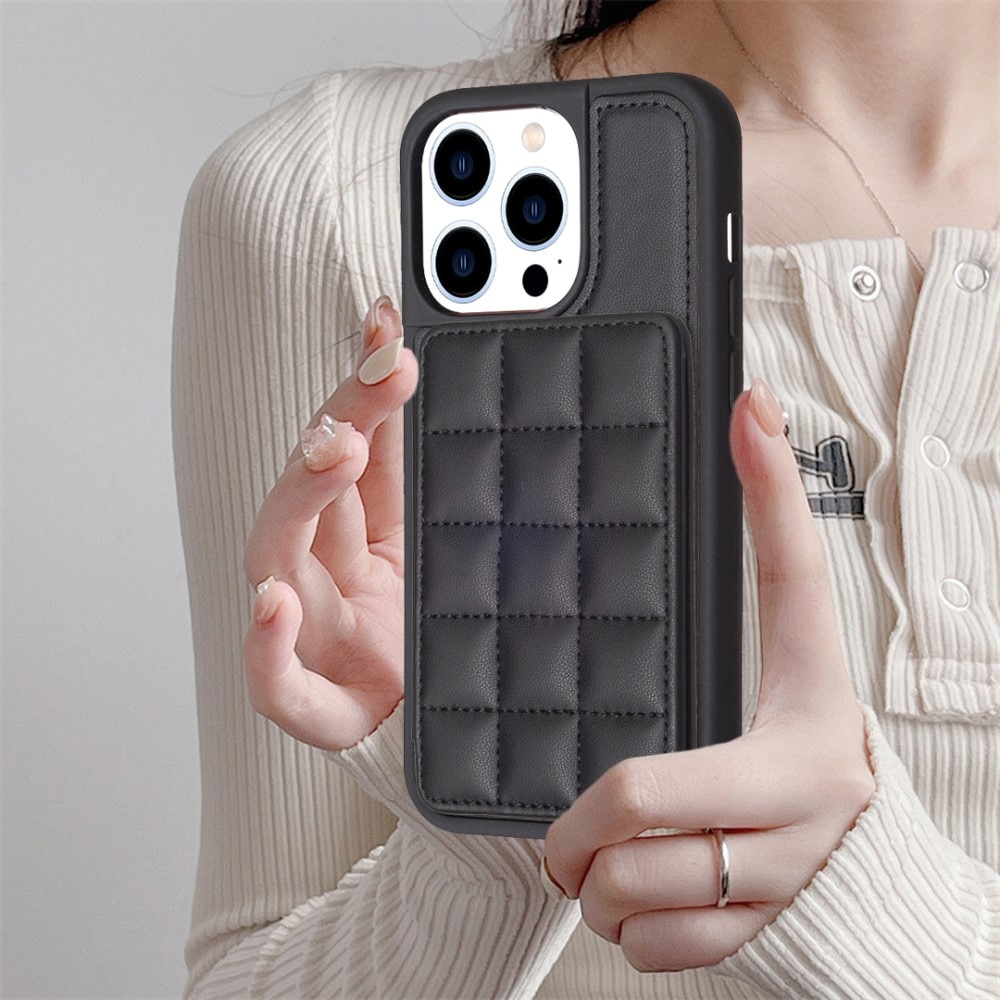 Cover TPU con portafoglio trapuntato iPhone 14 Pro nero