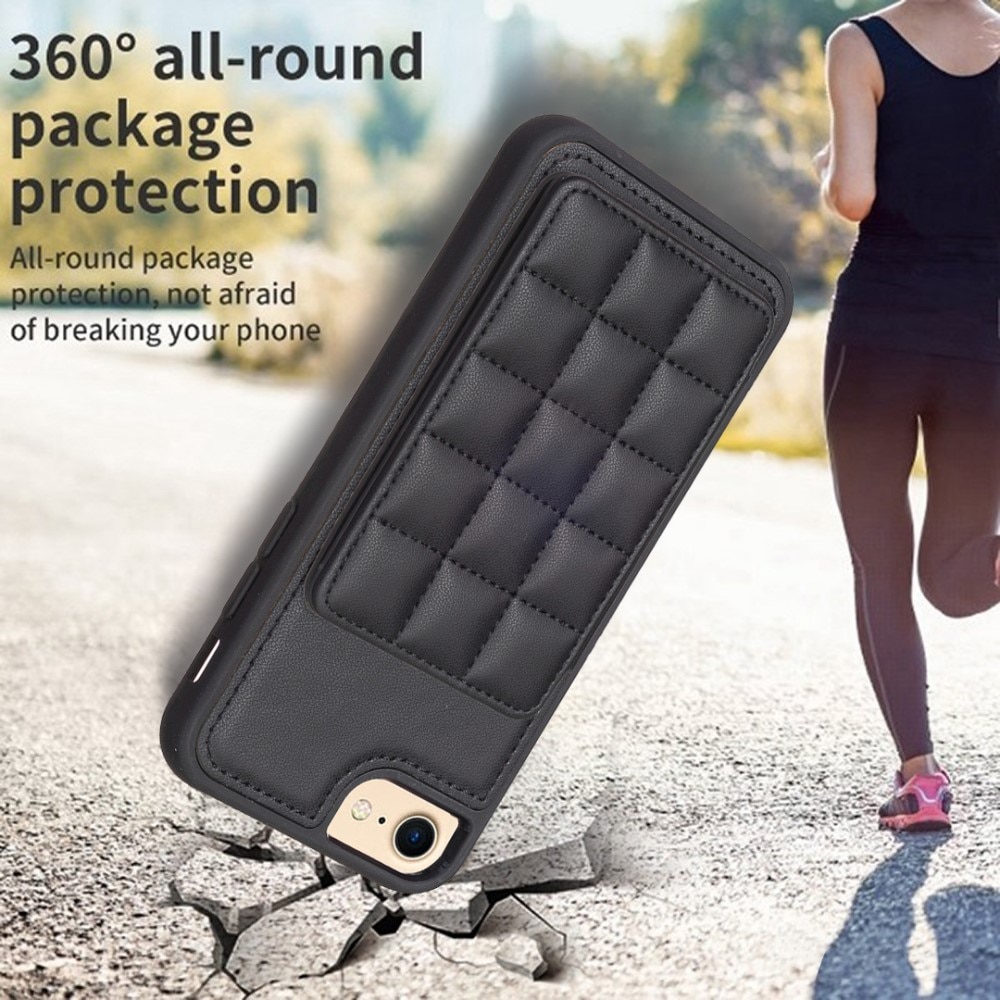 Cover TPU con portafoglio trapuntato iPhone SE (2020) nero