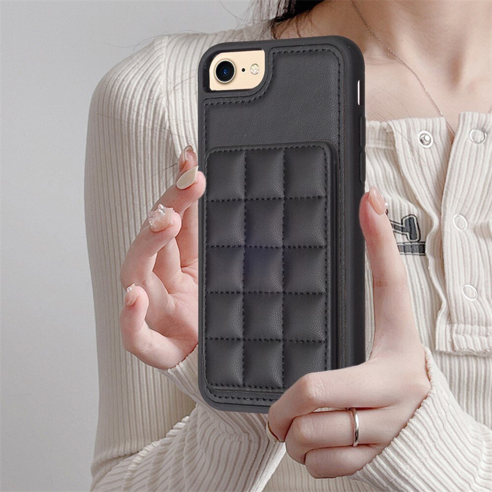 Cover TPU con portafoglio trapuntato iPhone 7 nero