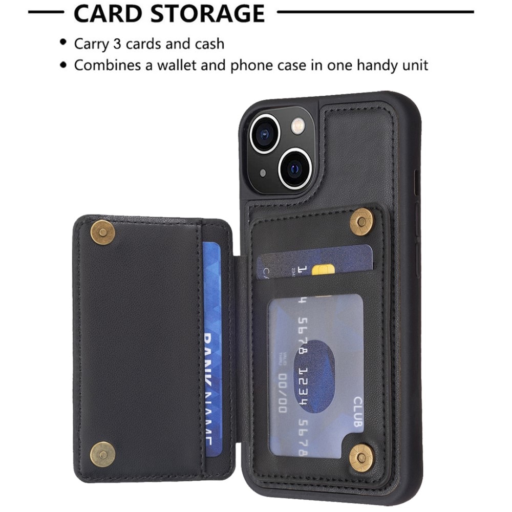 Cover TPU con portafoglio trapuntato iPhone 13 nero