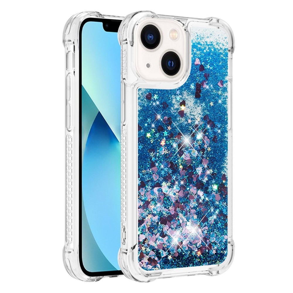 Cover Glitter Powder TPU iPhone 15 blu