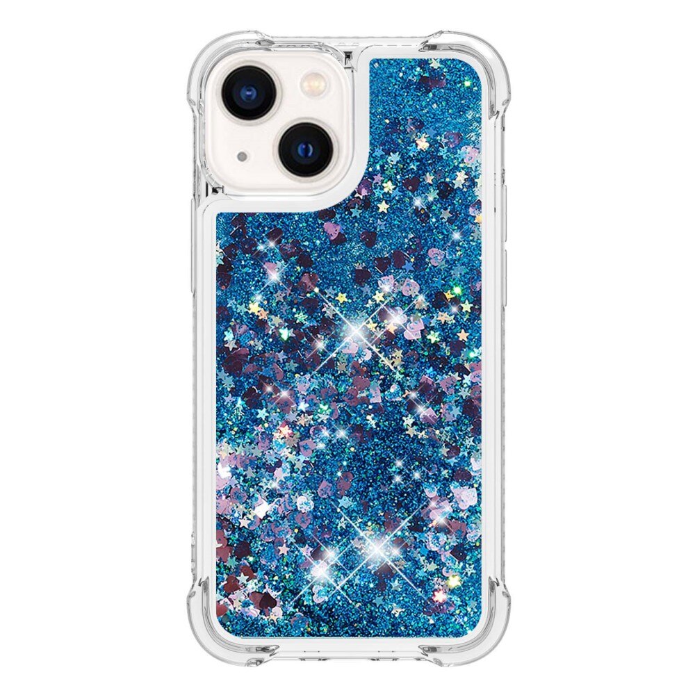 Cover Glitter Powder TPU iPhone 15 blu