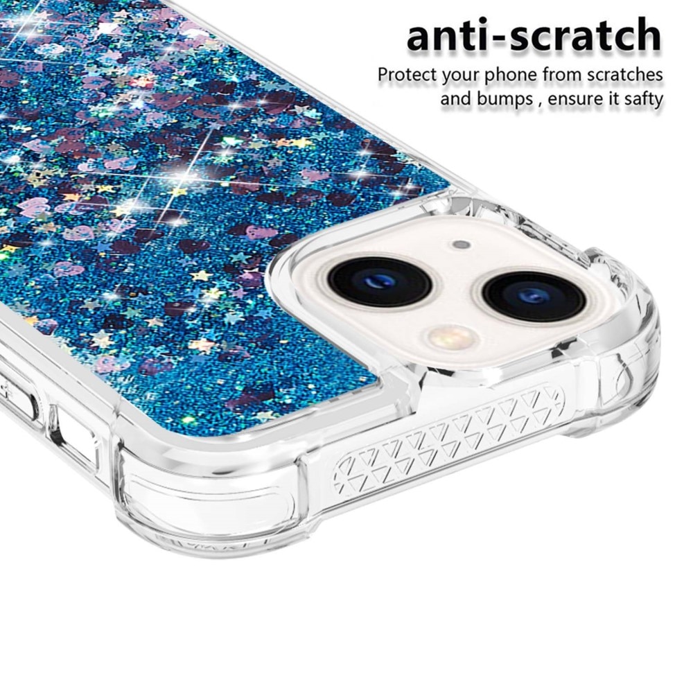 Cover Glitter Powder TPU iPhone 15 blu