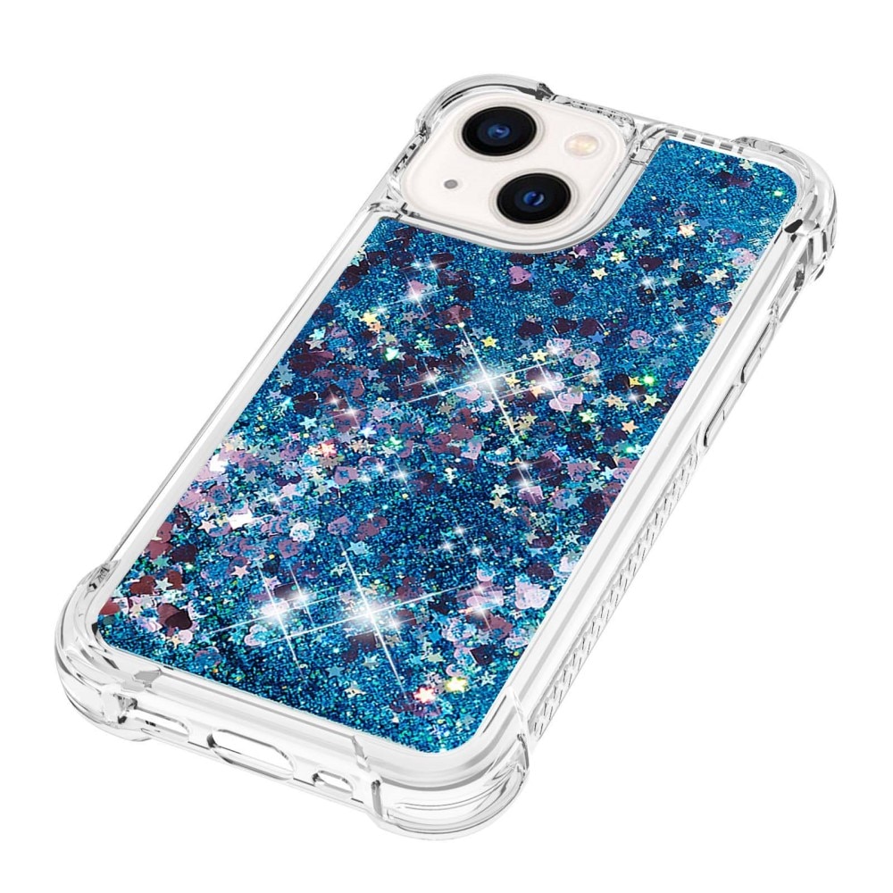 Cover Glitter Powder TPU iPhone 15 blu