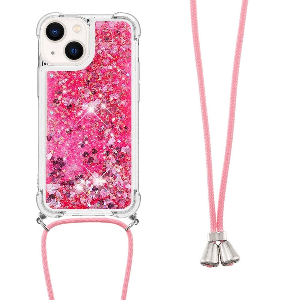 Cover cinturino Glitter Powder TPU iPhone 15 rosa