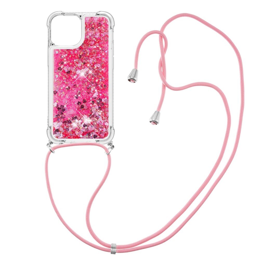 Cover cinturino Glitter Powder TPU iPhone 15 rosa